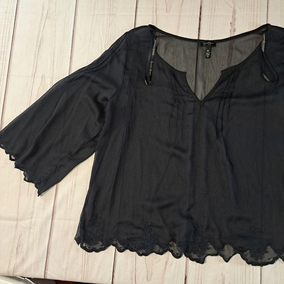 3 FOR 12 SALE Jessica Simpson Black Sheer Women's Blouse Size Medium - Picture 4 of 11
